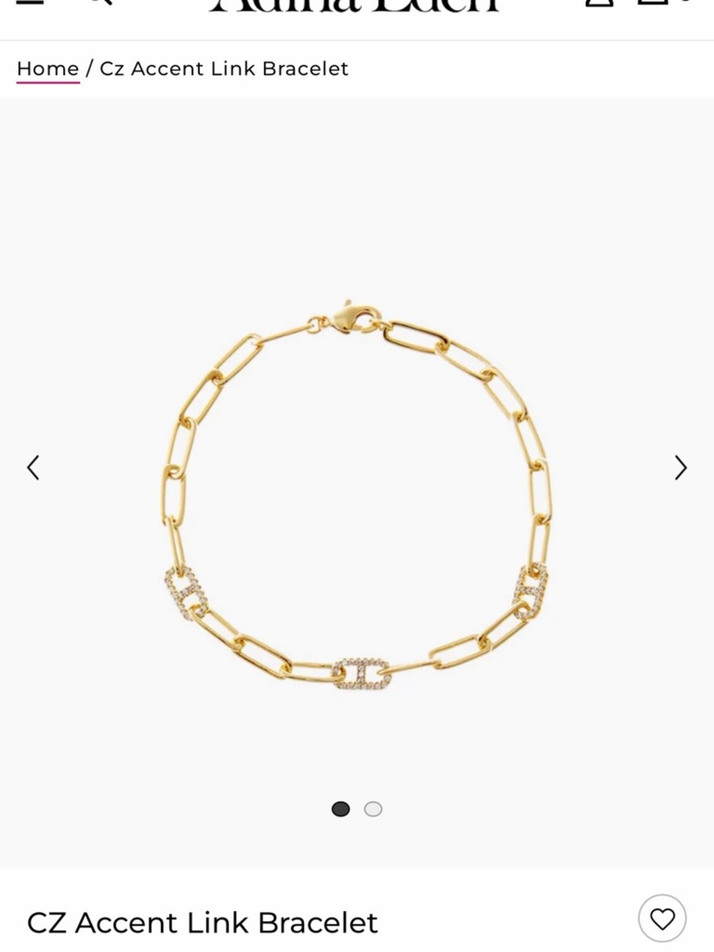 Adina Eden Gold Link Bracelet with CZ Accents